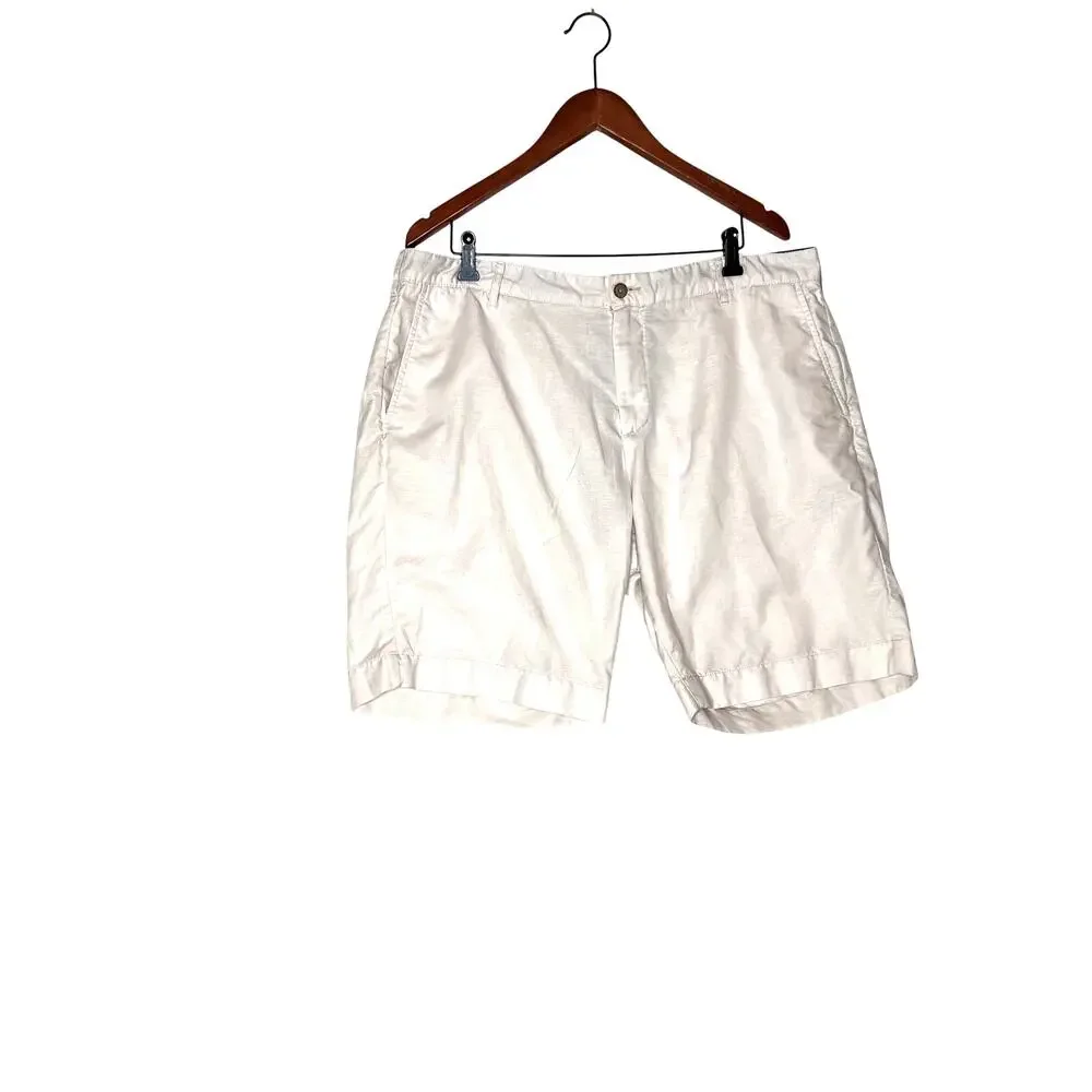 Faherty mens size 38 shorts cream linen/cotton golf cruise wear timeless